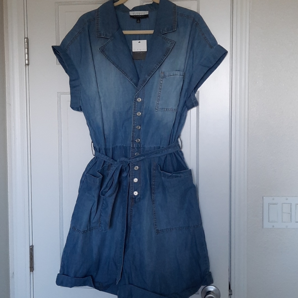 Eloquii Elements Light Wash Denim Romper